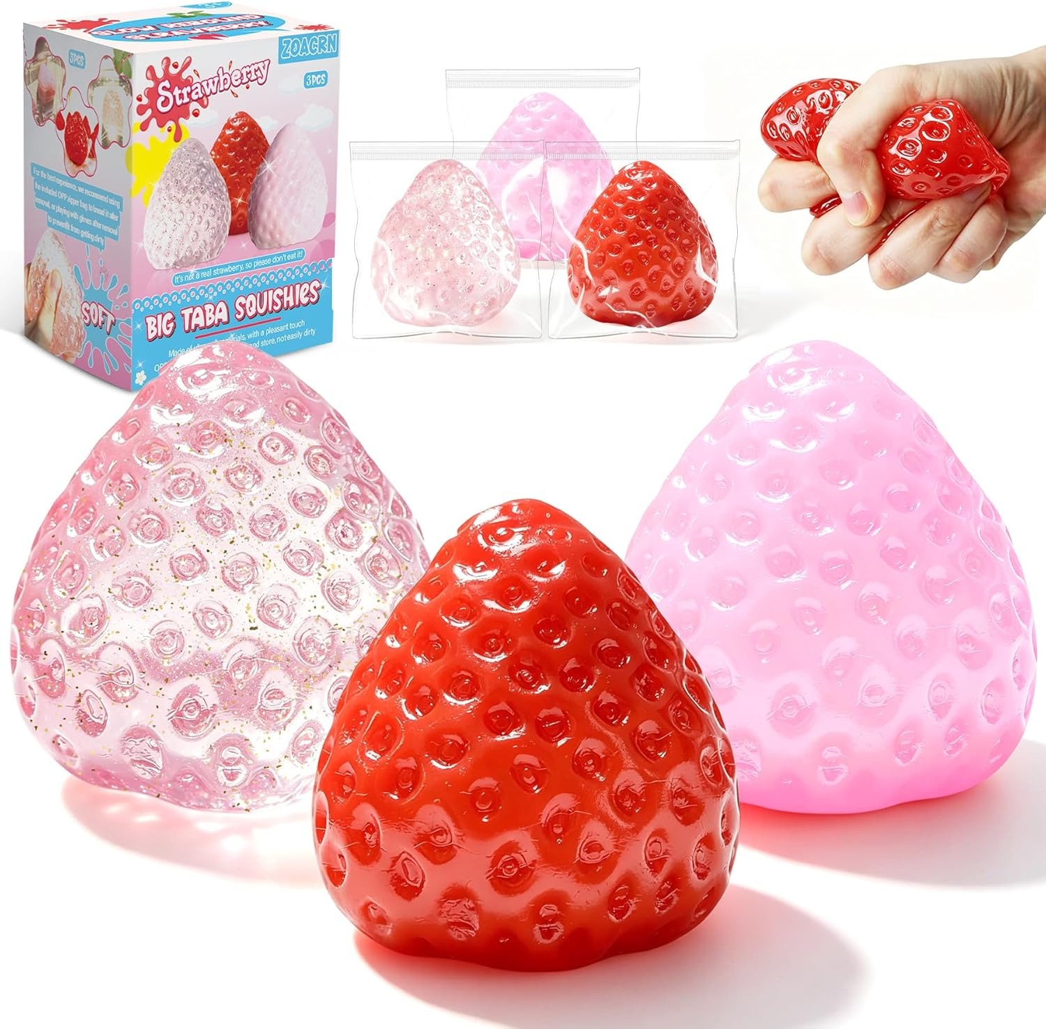 Party Games Children - 3Pcs Jumbo Strawberry Taba Squishy Soft