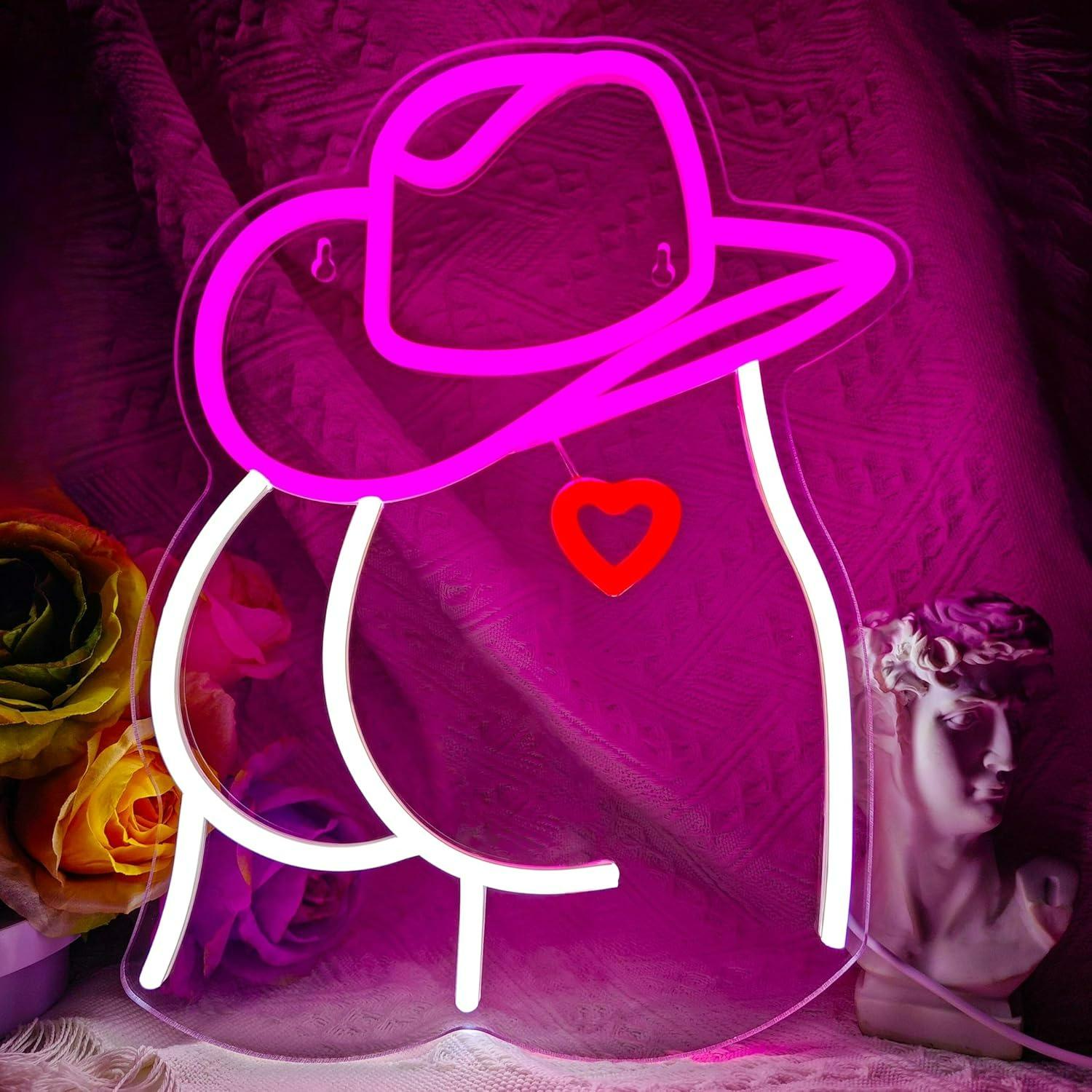 Party Games Gifts - Cowgirl Neon Sign Dimmable LED Light