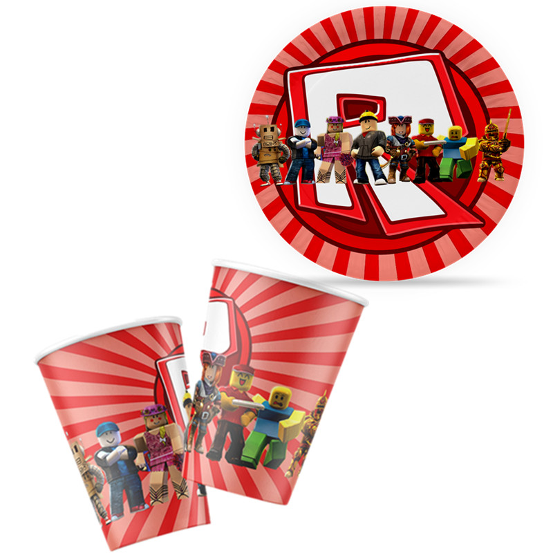 Party Games In Roblox - Robot Happy Birthday Decoration Tableware Set