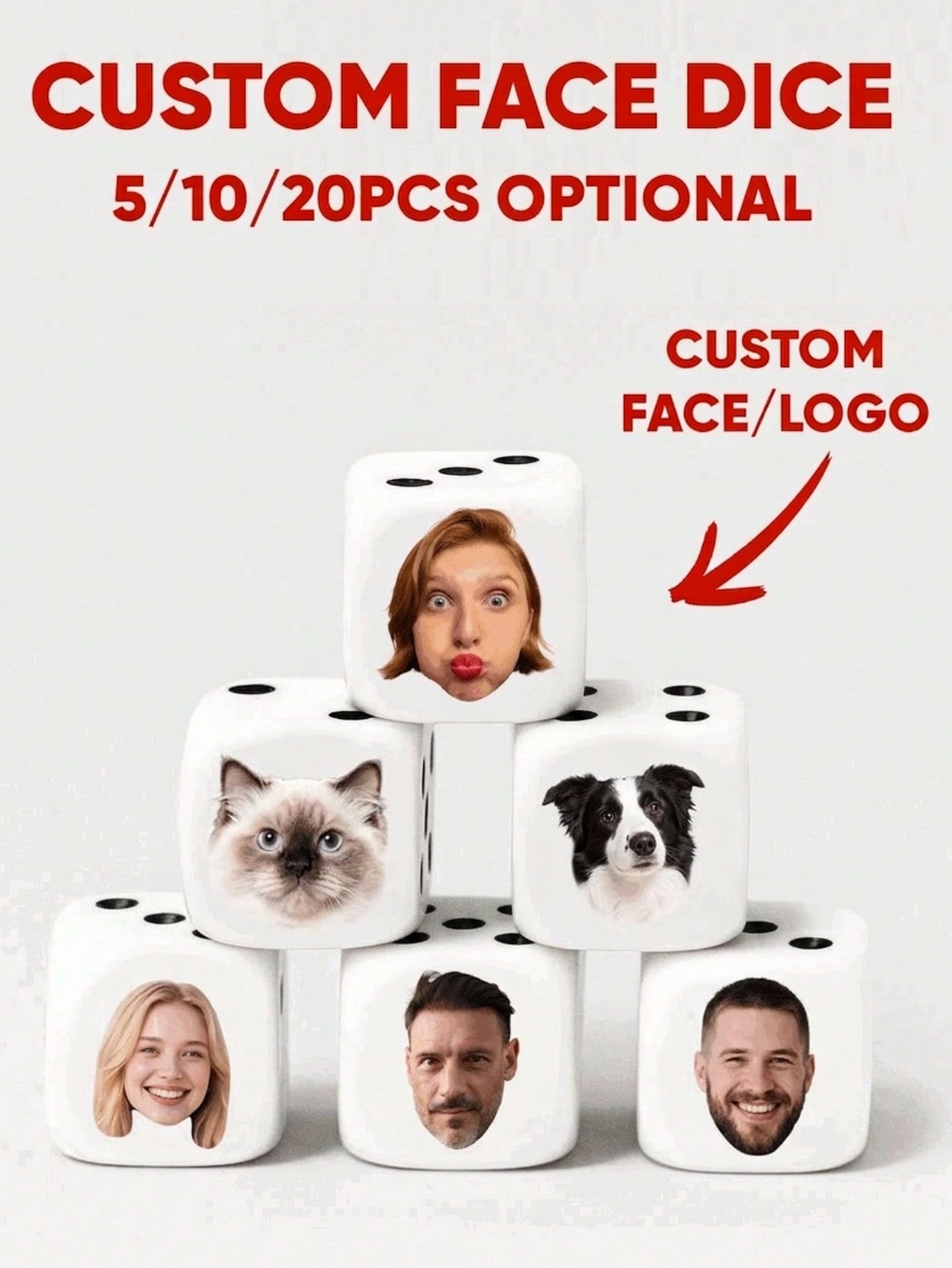 Custom Face Dice Personalized  - Party Games Gifts 评论和价格